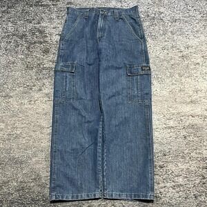 Wrangler Cargo Jeans Mens 32x30 Blue Y2K Utility Skater Workwear Baggy